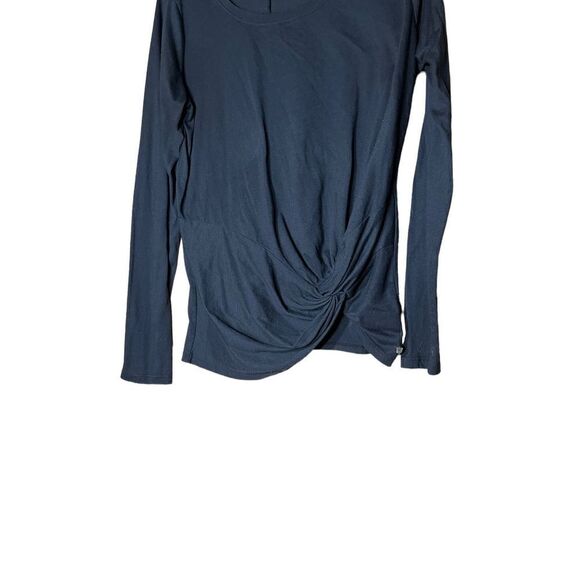 Fabletics Tie Front Athletic Long Sleeve Black T Shirt Size Medium - Picture 2 of 5